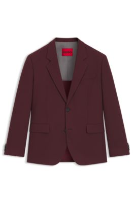 Modern-fit suit jacket in performance-stretch twill, Dark Red