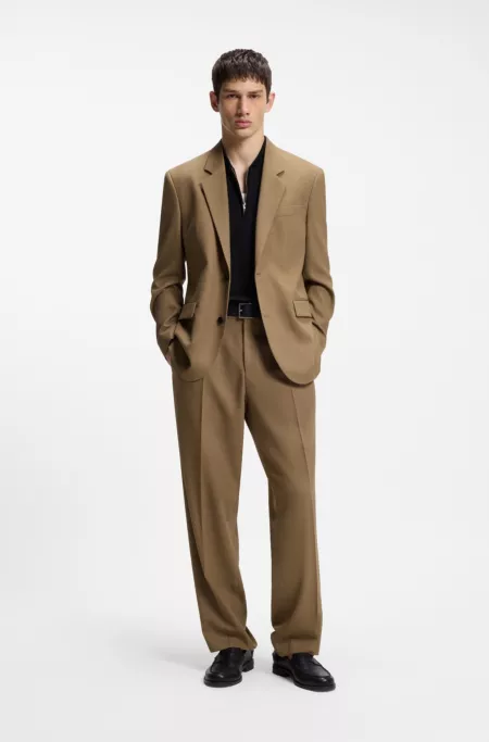 Modern-fit suit jacket in performance-stretch twill