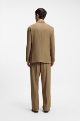 Modern-fit suit jacket in performance-stretch twill, Beige