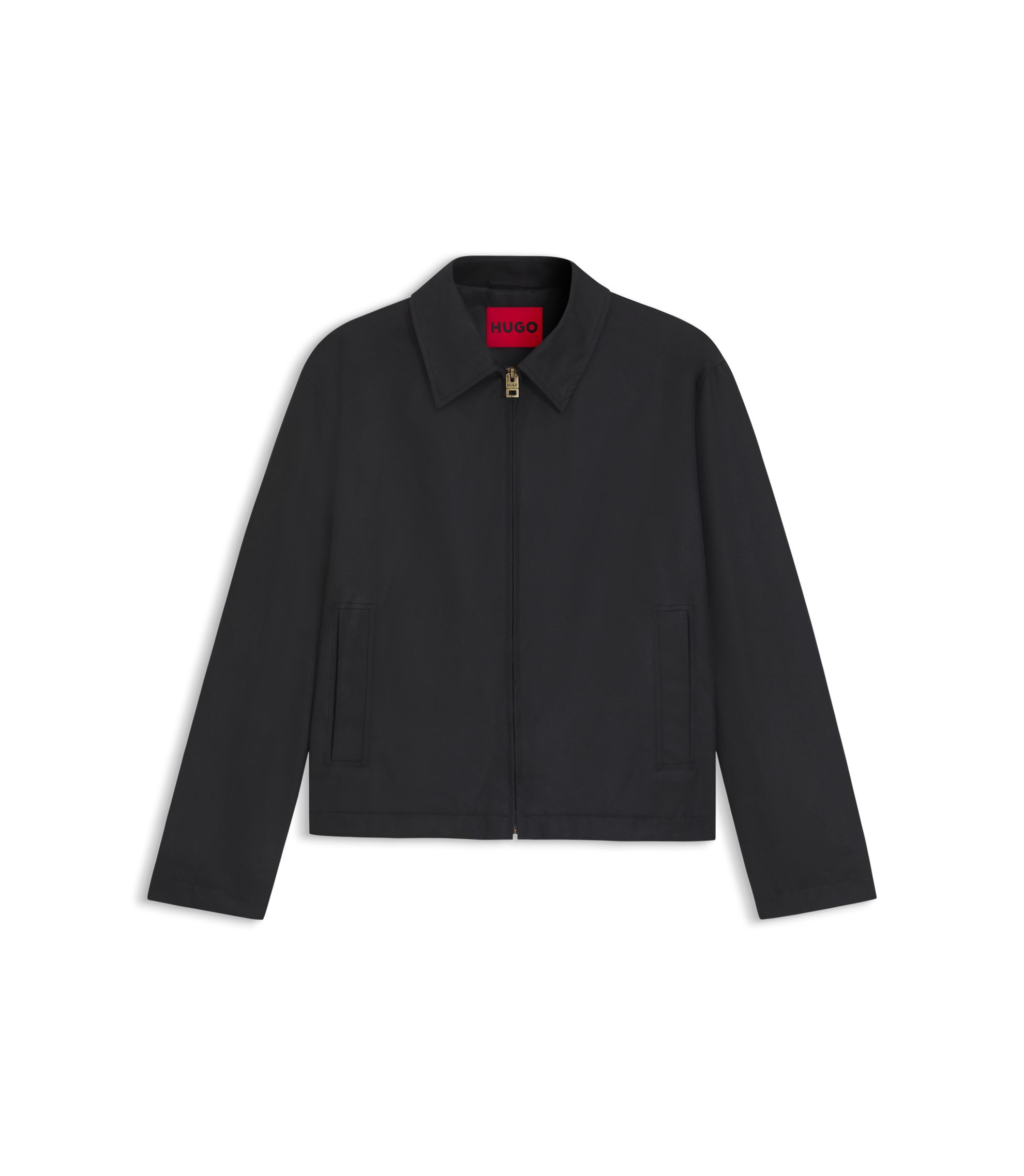 HUGO - Waxed-cotton jacket in a regular fit - Black