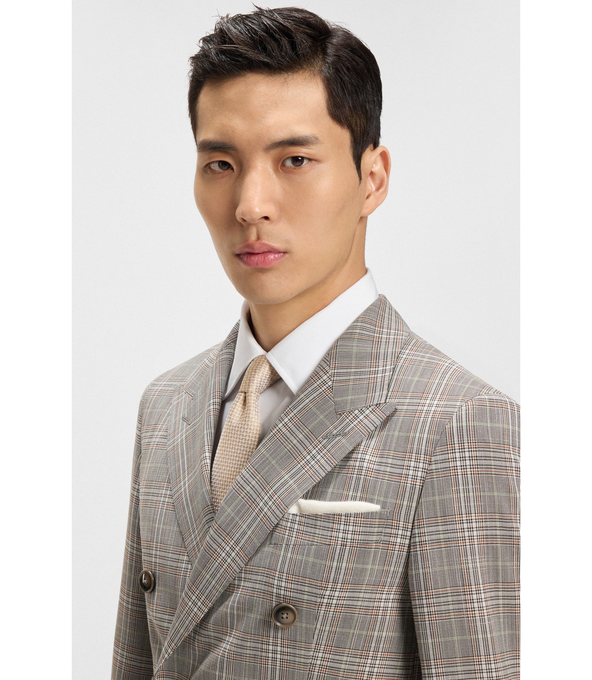 BOSS - Silk-blend tie with micro pattern - Beige