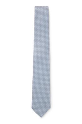 Micro-pattern tie in a silk blend, Light Blue