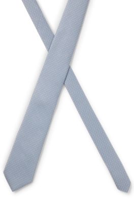 Micro-pattern tie in a silk blend, Light Blue