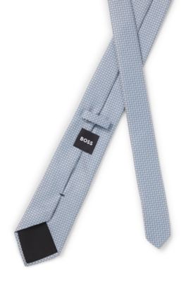 BOSS - Silk-blend tie with micro pattern - Light Blue