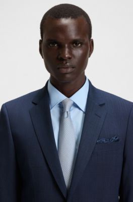 Micro-pattern tie in a silk blend, Light Blue