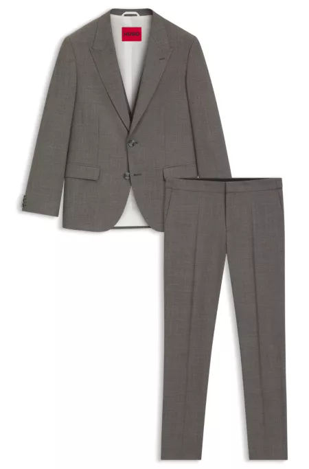 Slim-fit three-piece suit in stretch sharkskin