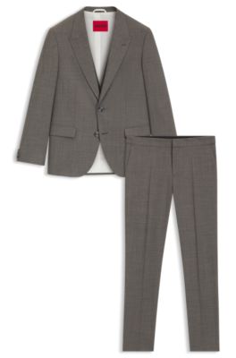 Traje con chaleco slim fit con tejido de piel de tibur&oacute;n, Gris claro