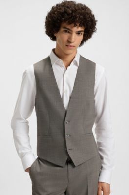 Traje con chaleco slim fit con tejido de piel de tibur&oacute;n, Gris claro