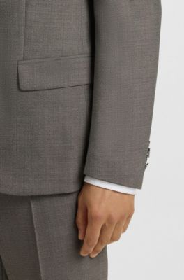 Traje con chaleco slim fit con tejido de piel de tibur&oacute;n, Gris claro