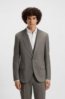 Traje con chaleco slim fit con tejido de piel de tibur&oacute;n, Gris claro