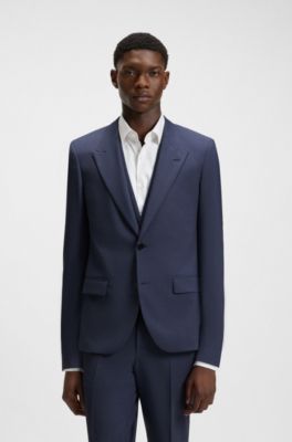 Traje con chaleco slim fit con tejido de piel de tibur&oacute;n, Azul oscuro