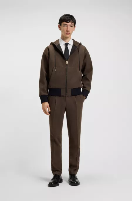 Modern-fit hooded jacket in herringbone cloth