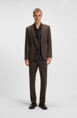 Extra-slim-fit jacket in herringbone cloth, Brown