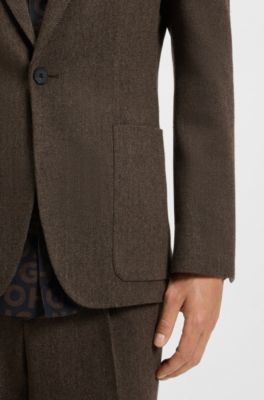 Extra-slim-fit jacket in herringbone cloth, Brown