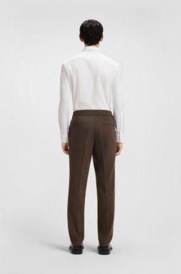 Slim-fit trousers in herringbone cloth, Brown