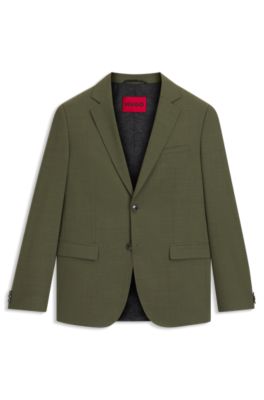 Extra-slim-fit jacket in performance-stretch dobby, Light Green
