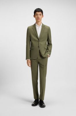 Extra-slim-fit jacket in performance-stretch dobby, Light Green