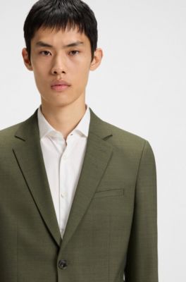Extra-slim-fit jacket in performance-stretch dobby, Light Green