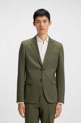 Extra-slim-fit jacket in performance-stretch dobby, Light Green