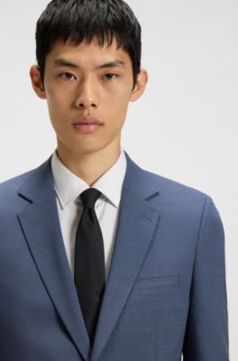 Americana extra slim fit en tejido dobby el&aacute;stico t&eacute;cnico, Azul