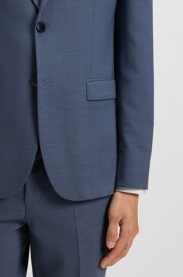 Americana extra slim fit en tejido dobby el&aacute;stico t&eacute;cnico, Azul