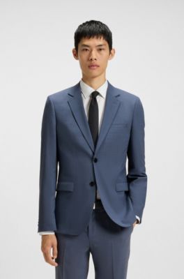 Americana extra slim fit en tejido dobby el&aacute;stico t&eacute;cnico, Azul