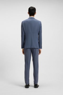 Americana extra slim fit en tejido dobby el&aacute;stico t&eacute;cnico, Azul