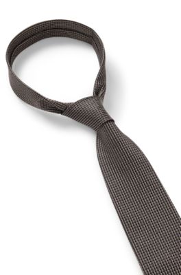 Micro-pattern tie in silk, Beige