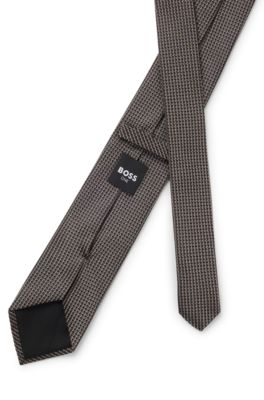 Corbata de seda con microestampado, Beige