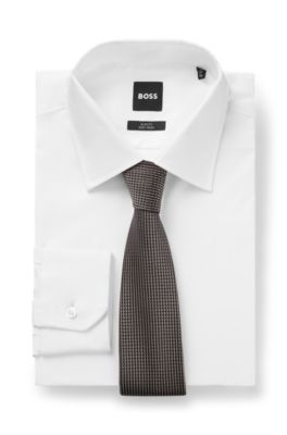 Micro-pattern tie in silk, Beige
