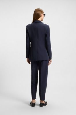 Relaxed-fit blazer in stretch fabric, Dark Blue