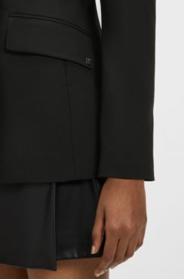 Regular-fit blazer with contrast lapels, Black