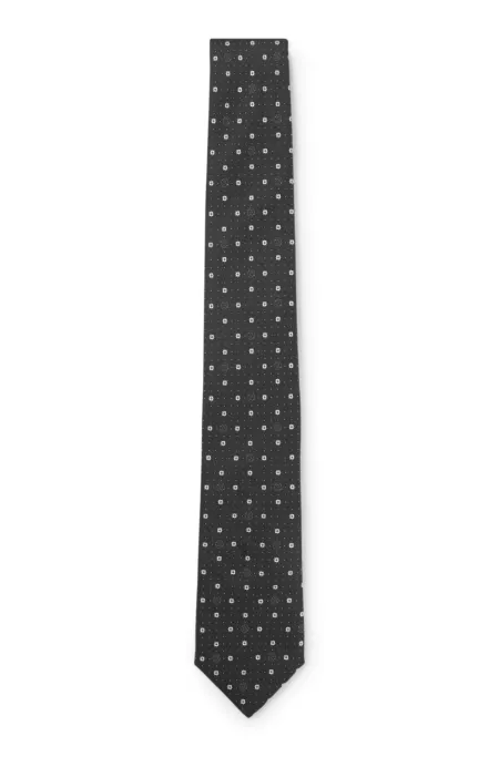 Silk-blend tie with micro Double B monograms
