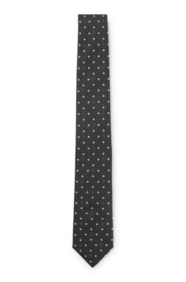 Silk-blend tie with micro Double B monograms, Light Grey