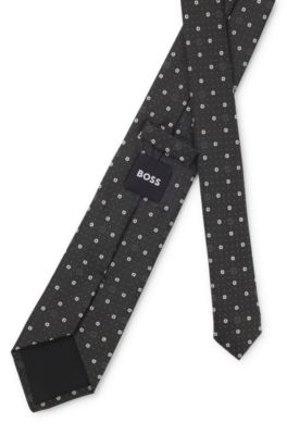 Silk-blend tie with micro Double B monograms, Light Grey