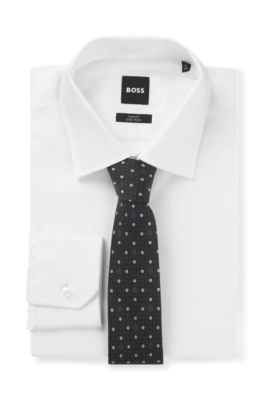 Silk-blend tie with micro Double B monograms, Light Grey