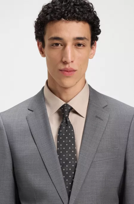 Silk-blend tie with micro Double B monograms