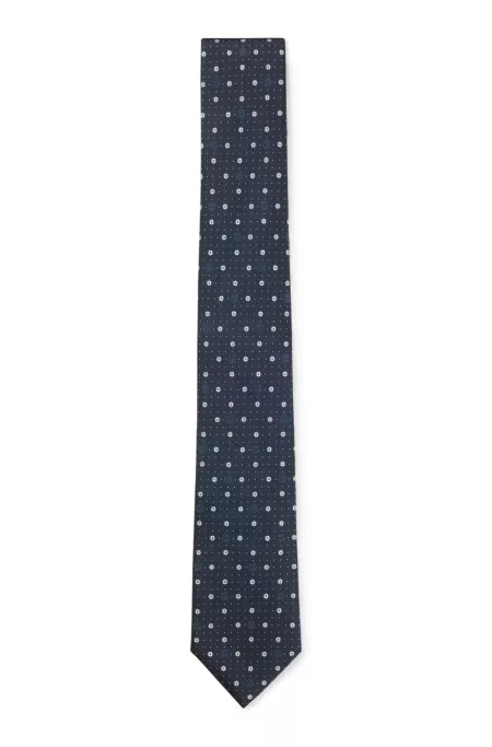 Silk-blend tie with micro Double B monograms
