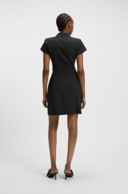 Vestido estilo blazer con solapas en contraste, Negro