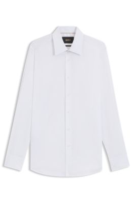 Camisa slim fit de algod&oacute;n italiano, Blanco
