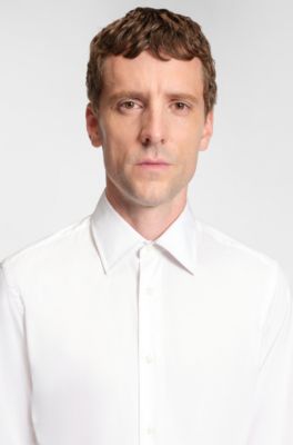 Camisa slim fit de algod&oacute;n italiano, Blanco