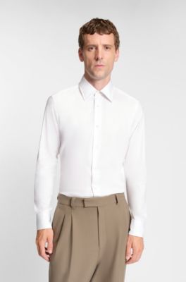 Camisa slim fit de algod&oacute;n italiano, Blanco