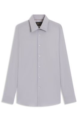 Camisa slim fit de algod&oacute;n italiano, Gris