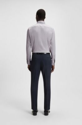 Camisa slim fit de algod&oacute;n italiano, Gris