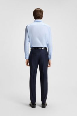 Slim-fit shirt in an Italian cotton blend, Light Blue