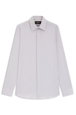 Regular-fit shirt in an Italian-made cotton blend, Light Grey
