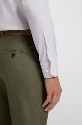 Regular-fit shirt in an Italian-made cotton blend, Light Grey