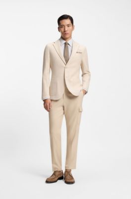 Camisa regular fit de algod&oacute;n italiano a cuadros, Caqui