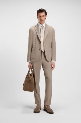 Striped slim-fit shirt in Italian-made cotton, White