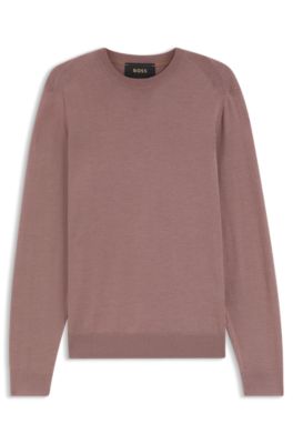 Knitted sweater in wool, silk, and cashmere, Light Brown